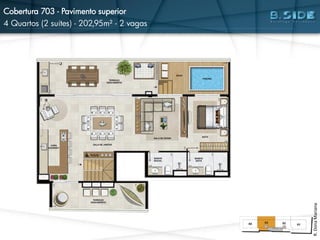 Cobertura 703 - Pavimento superior
4 Quartos (2 suítes) - 202,95m² - 2 vagas
R.DonaMariana
 