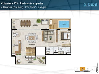 Cobertura 703 - Pavimento superior
4 Quartos (2 suítes) - 202,95m² - 2 vagas
R.DonaMariana
 