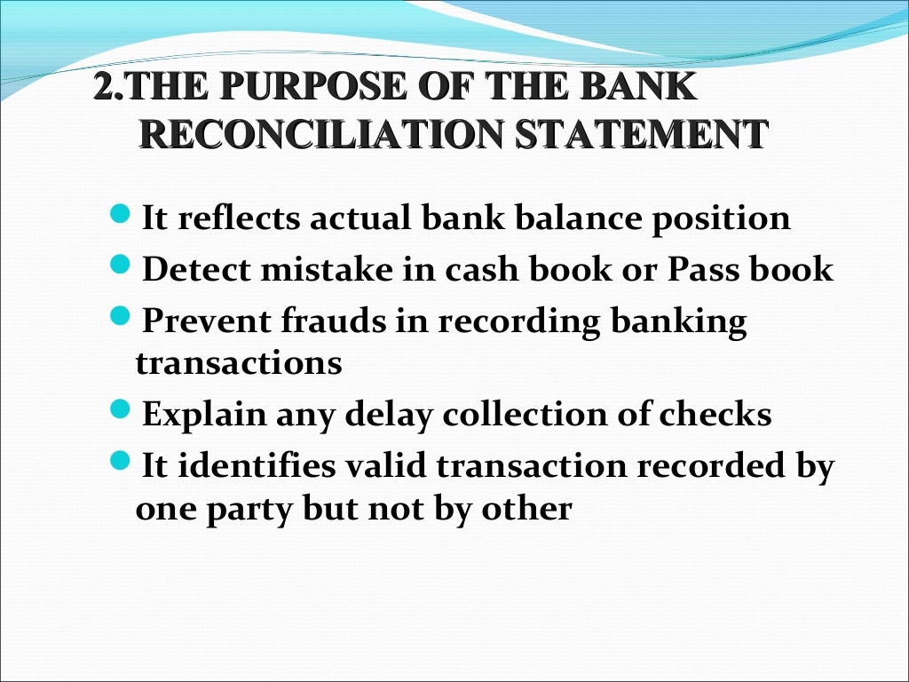 Bank Reconciliation Statement