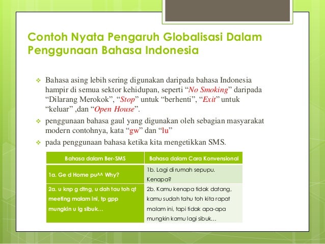 Pengaruh Globalisasi Terhadap Bahasa Indonesia