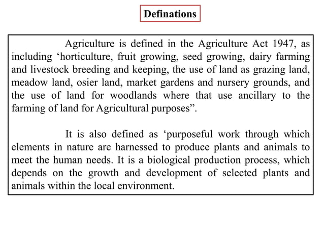 B.sc. agri i bo a unit 1 introduction of agriculture | PPTX ...