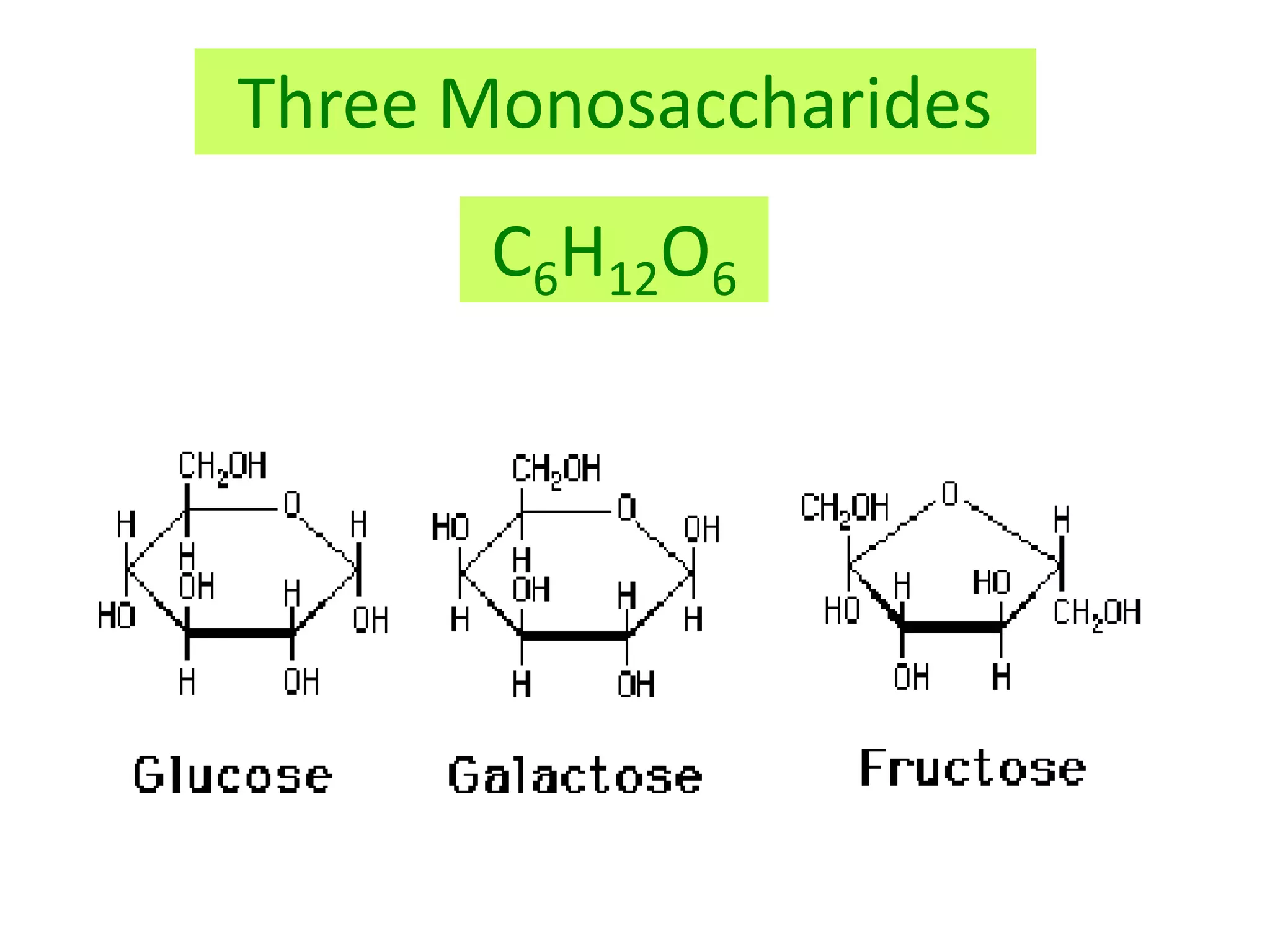 Three Monosaccharides
C6H12O6
 