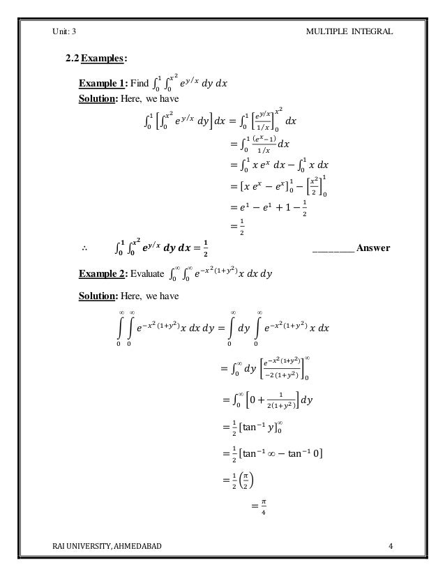 multiple integrals solved problems