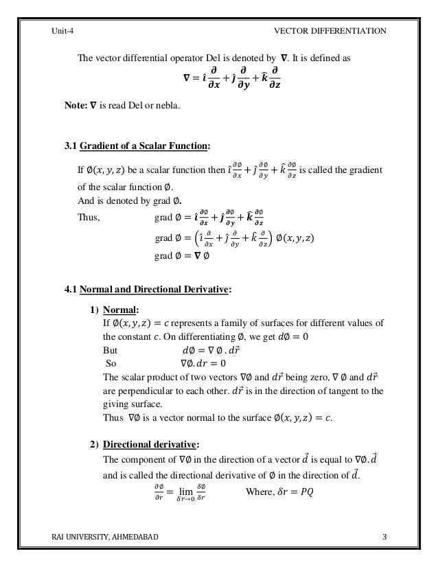 B Tech Ii Unit 4 Material Vector Differentiation