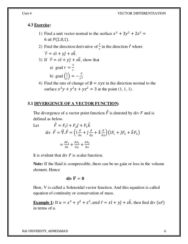 B Tech Ii Unit 4 Material Vector Differentiation