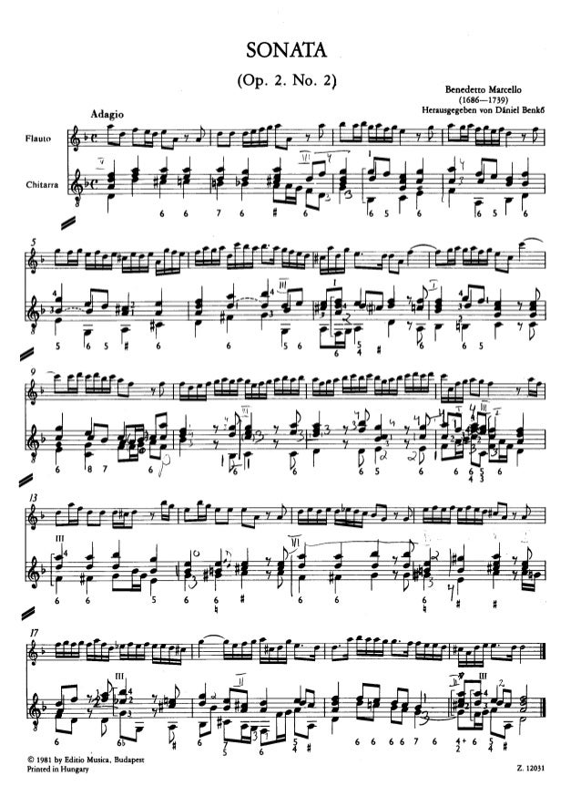 B Marcello Sonate Op 2 2 For Flute And Guitar