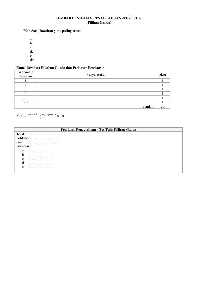 Pedoman penskoran soal essay