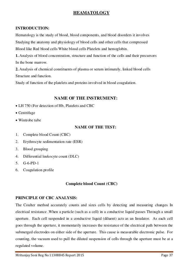 B.sc in medical lab sciene internship report(SRL) from mritunjay Soni