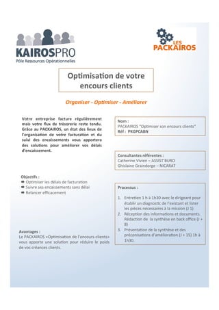 Motiver- engager
Objectifs :
Transformer vos postes de charges, de dépenses
et d’investissement en % de votre chiffre
d’affaire pour communiquer sur vos engagements
et la valeur ajoutée réelle de votre entreprise
Mettre en valeur votre
contribution territoriale
Processus :
1 - Collecte des de la laisse fiscale et
préparation du rapport en back office
2 - Notation BIOM et fourniture des éléments
de communication Biom Attitude.
3 – Réunion 2 heures; présentation et
d’engagement des équipes sur les projets.
Vous versez des salaires, réglez des charges
sociales, des impôts…
Vous investissez pour l’amélioration des
conditions de travail, des compétences de
vos collaborateurs, pour la qualité de votre
environnement…
Avec le PACKAIROS BIOMotivation,
maintenant vous pouvez le FAIRE SAVOIR
au delà de votre SAVOIR ETRE…
Avantages :
Le PACKAIROS BIOMotivation associe à la fois une
exploration chiffrée et indiscutable vis à vis des tiers
et un travail de partage de représentation avec toute
l’équipe.
Engagement et motivation sont décuplées, les
solutions surgissent, les rigidités disparaissent…
Consultant(e) référent(e) :
Philippe Chartin – KAIROS-PRO
Nom :
PACKAIROS “BIOMotivation“
Ref : PKBMPC
 