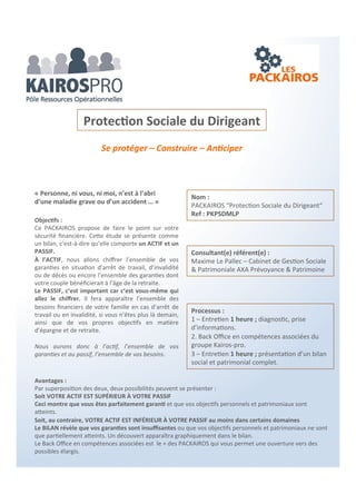 Identifier - Qualifier
Objectifs :
Mieux connaître le potentiel de vos bases de
données clients pour les valoriser et en faire un
véritable outil de déploiement de votre activité
grâce à des actions appropriées.
Votre fichier clients-prospects :
Une mine d’or…
Processus :
1 – Exploration et collecte des informations +
entretien avec dirigeant(e) ou manager 2h00
2 – Analyse et synthèse en Back Office avec
compétences croisées.
3- Restitution, partage des potentiels et
opportunités, préconisation de plans d’actions.
1h30.
Besoin de développement et d’efficacité
commerciale ?
Et si l’une de vos solutions se trouvait au
sein même de votre propre fichier clients-
prospects.
Le valoriser, c’est aussi améliorer l’image
de votre entreprise et de vos équipes,
votre Crédibilité, et votre potentiel de
développement .
Avantages :
Le PACKAIROS « Qualifier son fichier Clients» vous
permet en quelques heures de faire émerger des
gisements de développement. Là aussi les points
de vue croisés des compétences associées vous
assurent d’avoir les informations pour vous
engager vers les actions appropriées.
Consultant(e) référent(e) :
Béatrice LE GAL – BLG Communication
Nom :
PACKAIROS “Qualifier son fichier clients“
Ref : PKQFCBLG
 