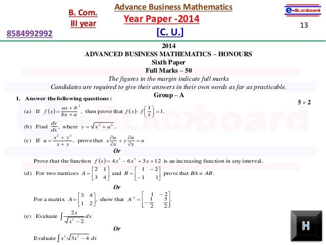 B Com Questions Paper 2009 2016 - 