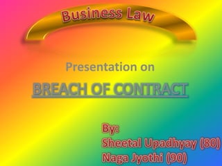 Presentation on
BREACH OF CONTRACT
 