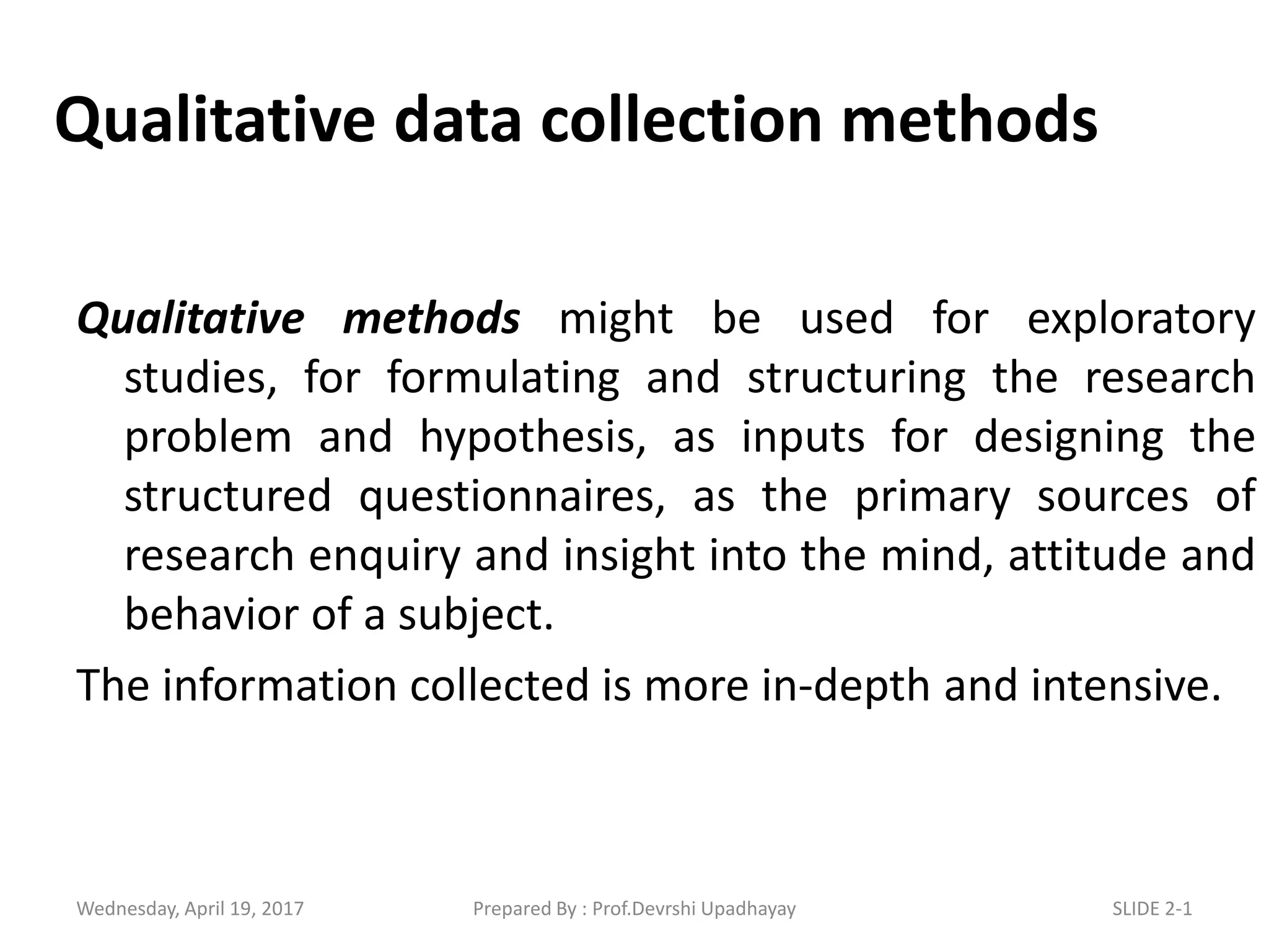 Qualitative Methods Of Data Collection