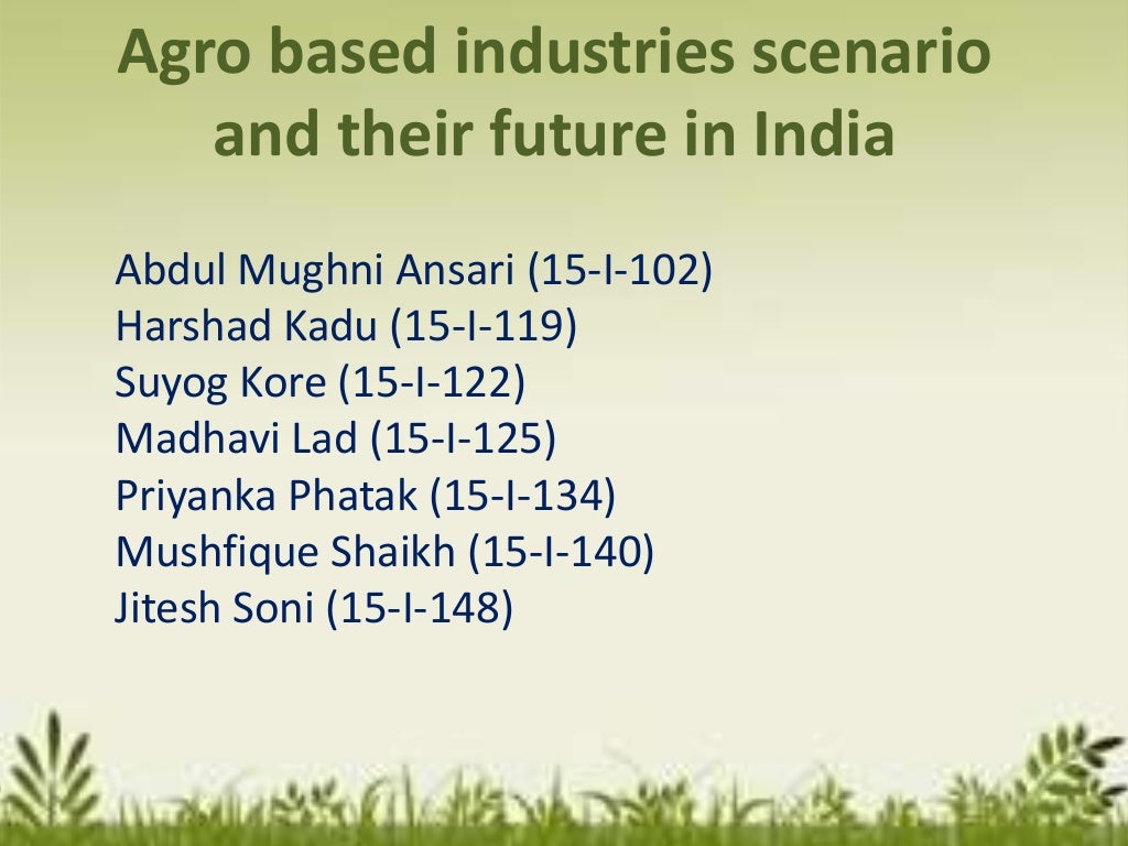Agro based industries scenario and their future in India