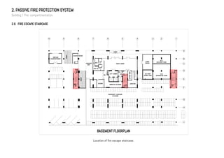 2. PASSIVE FIRE PROTECTION SYSTEM
Building / Fire compartmentation
2.6 FIRE ESCAPE STAIRCASE
BASEMENT FLOORPLAN
Location of fire escape staircase.
 