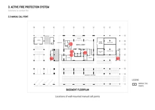 3. ACTIVE FIRE PROTECTION SYSTEM
Solutions to combat fire
3.3 MANUAL CALL POINT
BASEMENT FLOORPLAN
Locations of wall-mounted manual call points
LEGEND
MANUAL CALL
POINTS
 