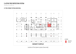 3. ACTIVE FIRE PROTECTION SYSTEM
Solutions to combat fire
3.7 FIRE HYDRANT SYSTEM (HOSE REEL)
BASEMENT FLOORPLAN
Location of fire hydrant system (hose reel)
LEGEND
HOSE REEL
SYSTEM
 