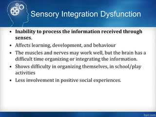 Sensory Integration, Occupational Therapy Speech ,Language and ...
