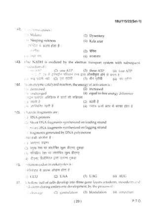 BHU UET 2018 B.Sc Biology Previous Question Paper