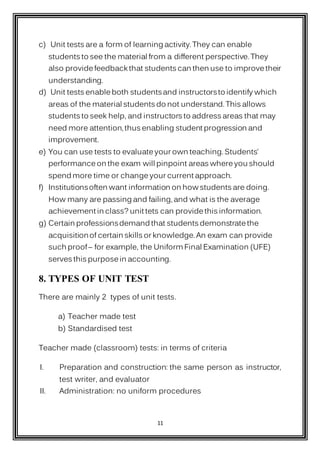 construction and administration of unit test in science subject | DOCX