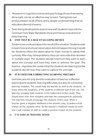 construction and administration of unit test in science subject | DOCX