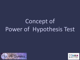 Concept of
Power of Hypothesis Test
 