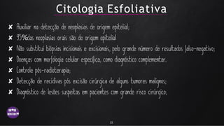 Citologia Esfoliativa
✘
✘ %
✘
✘
✘
✘
✘
21
 