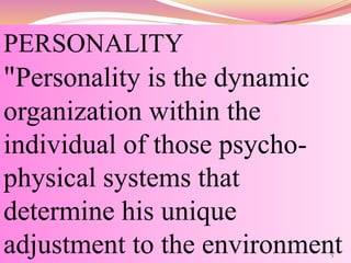 Personality and Its Characteristics | PPTX