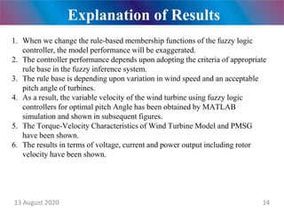 Pitch Angle Control of Wind Turbine using Fuzzy Logic Control | PPTX