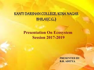 Presentation On Ecosystem
Session 2017-2019
PRESENTED BY
B.R. ADITYA
1
 