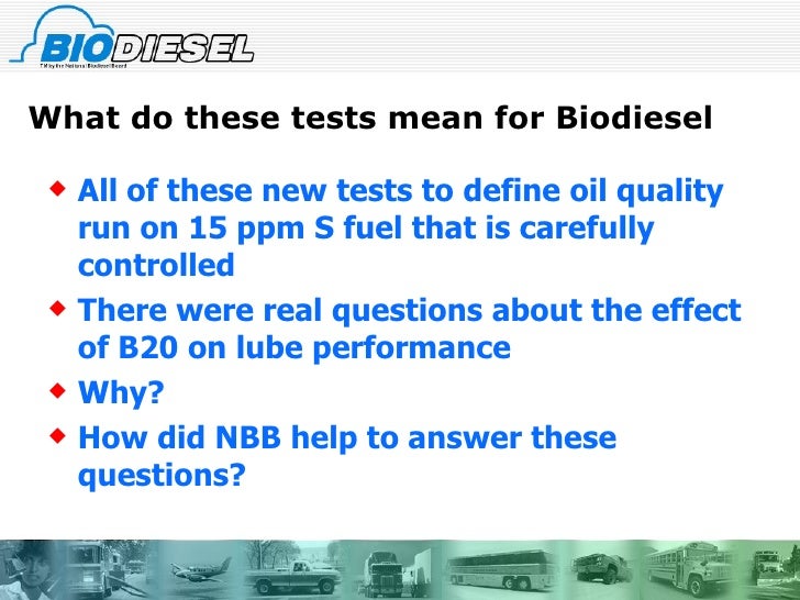B 20 Biodiesel Oil Lubrication