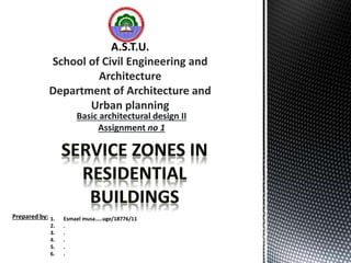 Basic architectural design II
Assignment no 1
A.S.T.U.
School of Civil Engineering and
Architecture
Department of Architecture and
Urban planning
Prepared by: 1. Esmael musa…..uge/18776/11
2. .
3. .
4. .
5. .
6. .
 