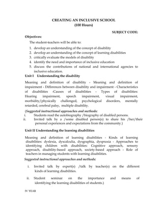 B.Ed. II year syllabus/Dr.C.Thanavathi | PDF