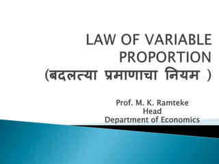 Prof. M. K. Ramteke
Head
Department of Economics
 