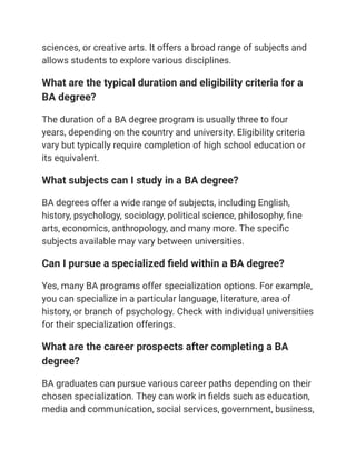 B.A. program requirements 2023 & b a course structure & B.A. curriculum ...