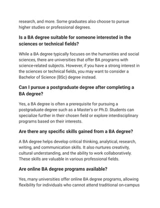 B.A. program requirements 2023 & b a course structure & B.A. curriculum ...