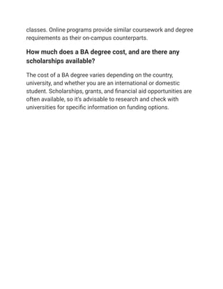 B.A. program requirements 2023 & b a course structure & B.A. curriculum ...