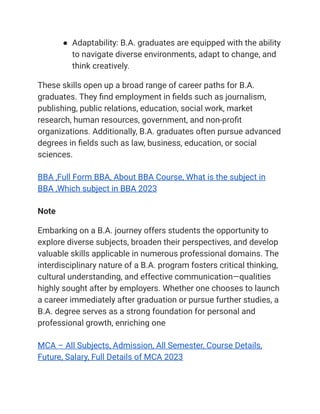 B.A. program requirements 2023 & b a course structure & B.A. curriculum ...