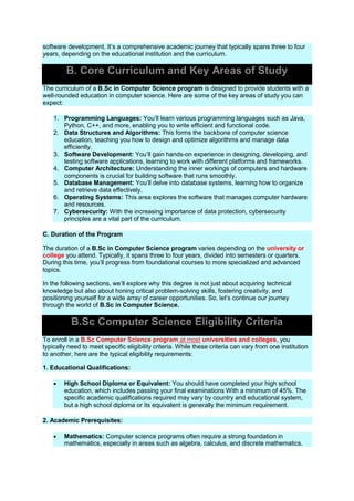 B.sc In Computer Science | PDF | Operating Systems | Computer Software ...