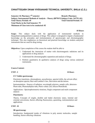 Ima notes unit 1 Instrumental methods of analysis | PDF