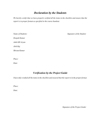 Final Project Verification Example B.tech civil major project by Deepak Kumar | PDF