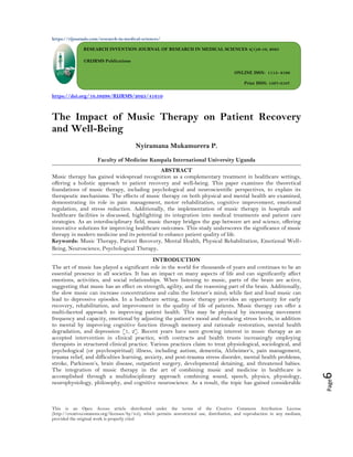 The Impact of Music Therapy on Patient Recovery and Well-Being (www.kiu ...