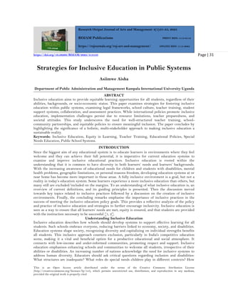 Strategies for Inclusive Education in Public Systems (www.kiu.ac.ug) | PDF