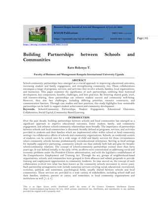 Building Partnerships between Schools and Communities (www.kiu.ac.ug) | PDF