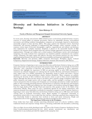 Diversity and Inclusion Initiatives in Corporate Settings (www.kiu.ac ...