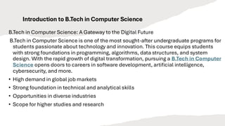 Introduction to B.Tech in Computer Science | PDF