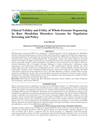Clinical Validity and Utility of Whole-Genome Sequencing In Rare ...