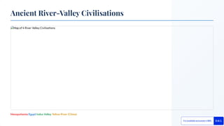 Mesopotamia Egypt Indus Valley Yellow River (China)
Ancient River-Valley Civilisations
 