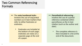 Partial Reference Comprehensive Guide to Research Referencing and Citation Techniques | PPTX