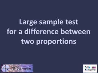 Large sample test
for a difference between
two proportions
 